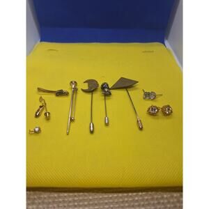Random Jewelry lot- 5 pins, 2 earring pairs, 1 Pendant & 1 clip - Some Marked!